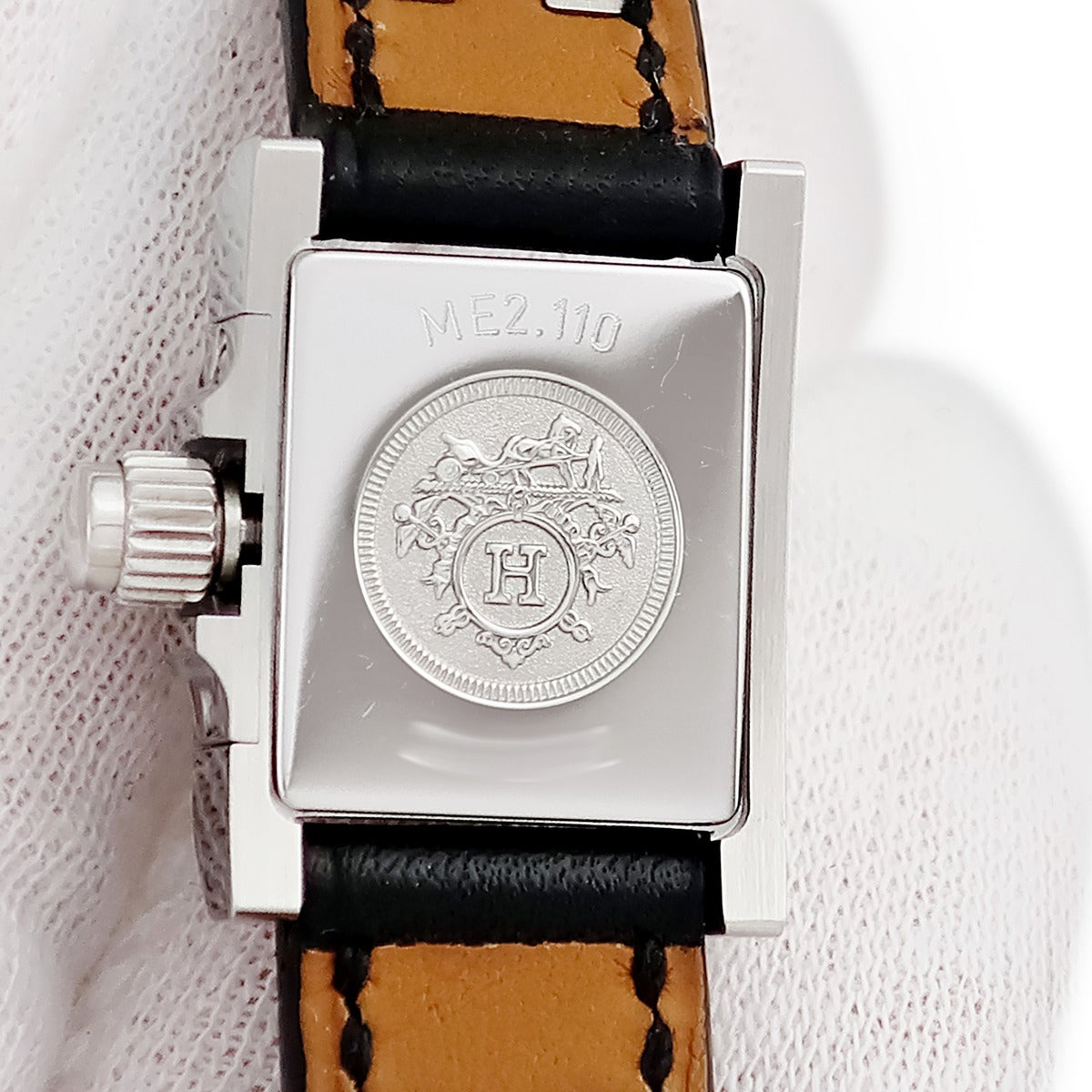 エルメス HERMES ミニ メドール ME2.110 シルバー スクエア スタッズ