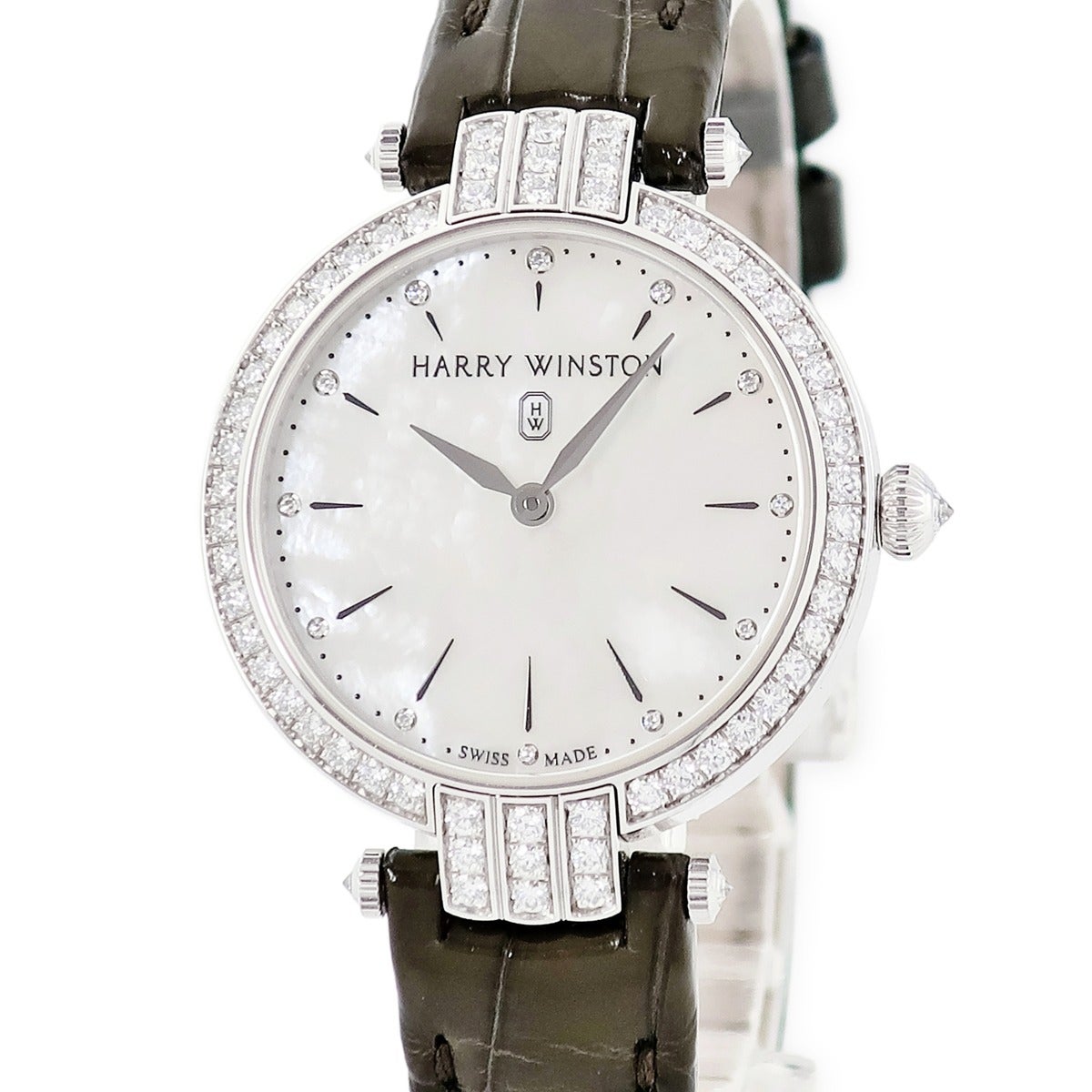 ハリーウィンストン HARRY WINSTON K18WG アヴェニューC ミニ AVCQHM16WW024 アヴェニュー（Avenue） 純正ダイヤ シェル クオーツ 腕時計 K18WG シルバー Harry Winston The Avenue Collection ハリーウィンストン 時計