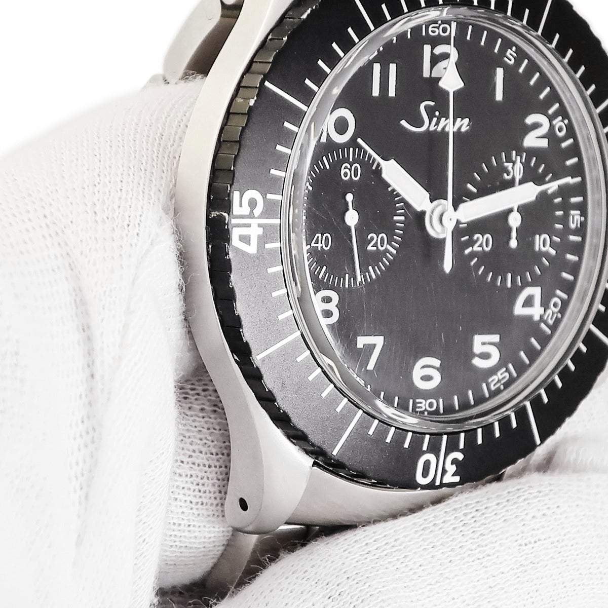 ジン SINN レプリカ クロノグラフ 155 パイロット 回転ベゼル 黒