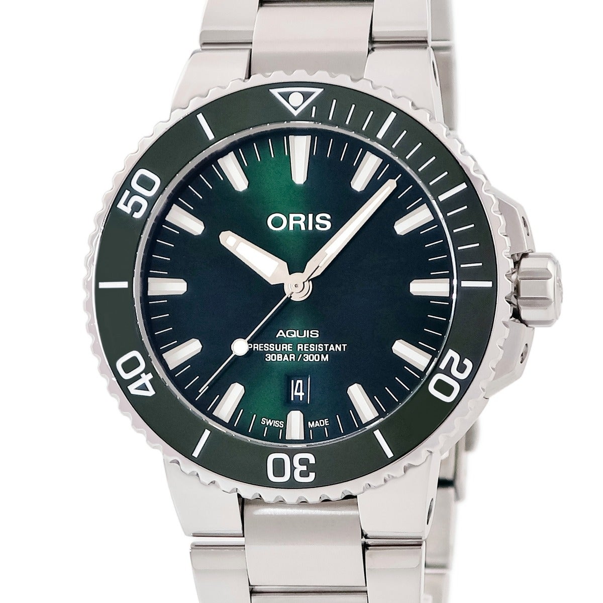 オリス ORIS アクイス デイト 01 733 7730 4157 グリーン 緑 逆回転