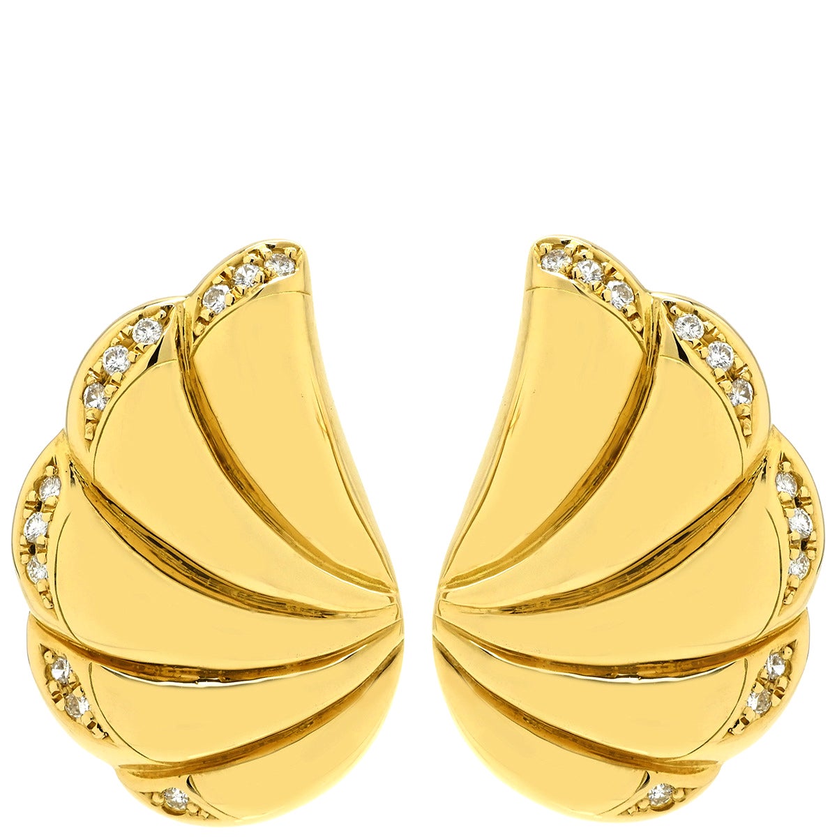 タサキ TASAKI ピアス 羽 翼 モチーフ ダイヤ イエローゴールド 18K