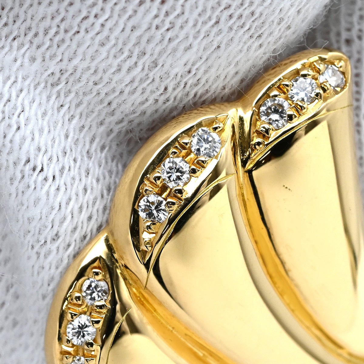タサキ TASAKI ピアス 羽 翼 モチーフ ダイヤ イエローゴールド 18K
