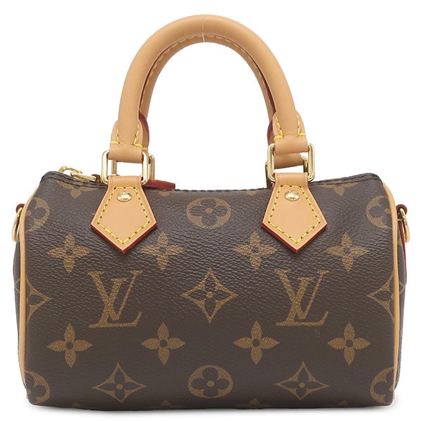 ルイヴィトン LOUIS VUITTON 2WAYバッグ ナノ スピーディ モノグラムキャンバス モノグラム ゴールド金具 ショルダー ハンドバッグ 茶 M81085 LA1224 【保存袋】【中古】 ルイヴィトン LOUIS VUITTON 2WAYバッグ ナノ スピーディ モノグラム