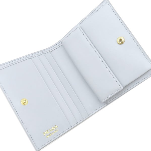 プラダ PRADA 二つ折り財布 フラワー メタルロゴ コンパクトウォレット レザー PERLA ゴールド金具 ソフトカーフ キルティング 1MV204 【箱】【中古】 プラダ PRADA 二つ折り財布 フラワー メタルロゴ コンパクトウォレット