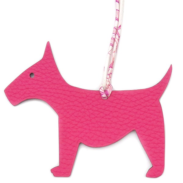 HERMES エルメス 犬　いぬ　プティアッシュ チャーム ピンク レザー エルメス HERMES バッグチャーム プティアッシュ サル ヴォーエプソン