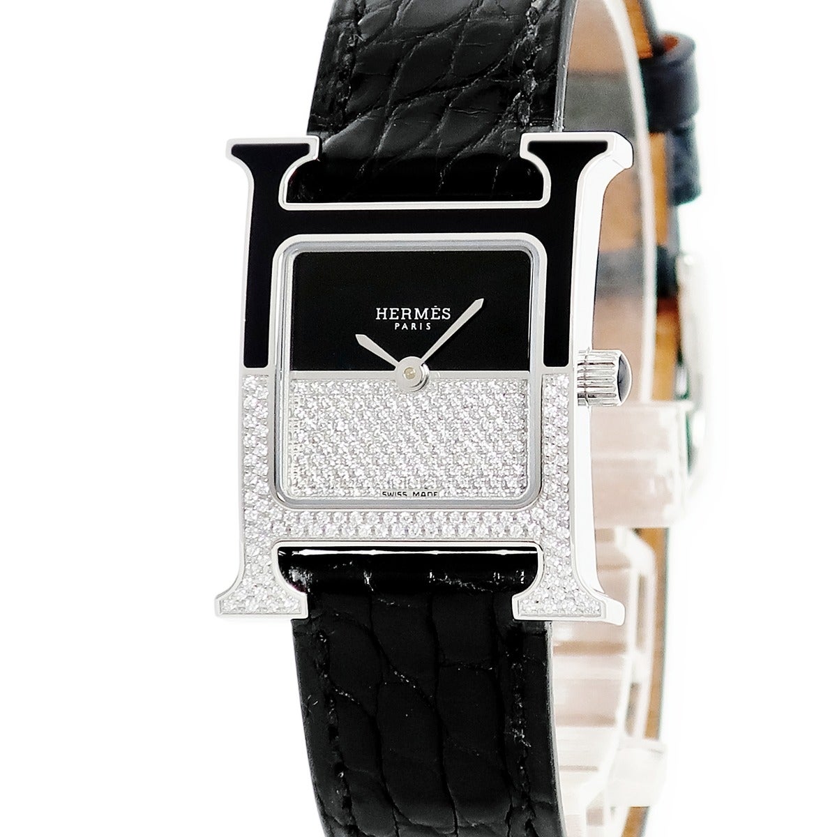 エルメス HERMES Hウォッチ ドゥブル ジュー PM HH1.233 純正ダイヤ H