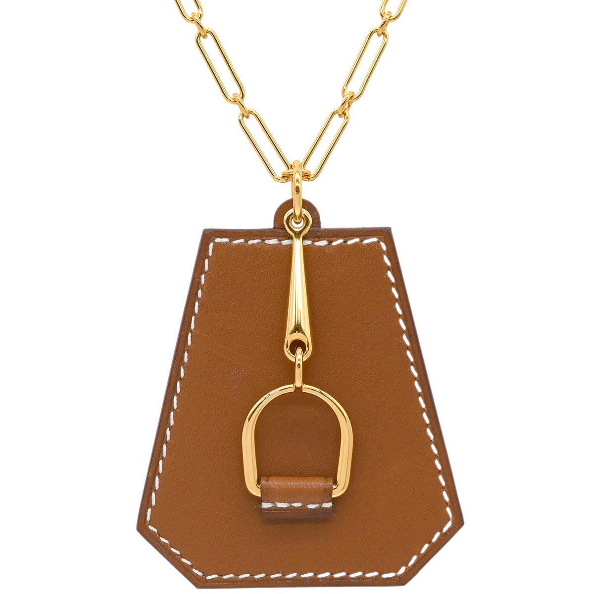 エルメス HERMES ネックレス クロシェット エリタージュ レザー GP