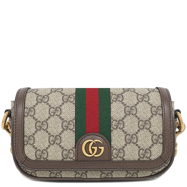 グッチ GUCCI ショルダーバッグ GGショルダーバッグ レザー GGスプリームキャンバス ベージュ×エボニー ゴールド金具 茶 緑 赤 シェリーライン 499621【中古】 GUCCI - グッチ GUCCI ショルダーバッグ GGショルダーバッグ レザー GG