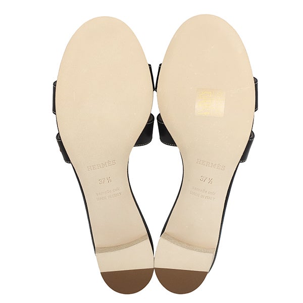 SALE】 エルメス HERMES サンダル オアジス カーフ ブラック #37 1/2
