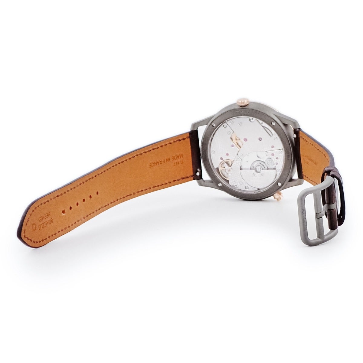 エルメス スリム ドゥ エルメス GMT CA5.841 新品同様 K18PG×Ti コンビ ブラウン デイト 自動巻き メンズ 腕時計 エルメス HERMES スリム ドゥ エルメス GMT CA5.841 新品同様 K18PG×Ti