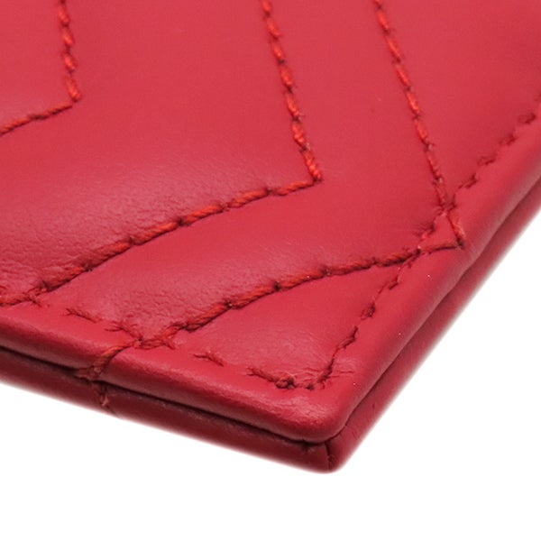 グッチ GUCCI カードケース GGマーモント レザー レッド ゴールド金具