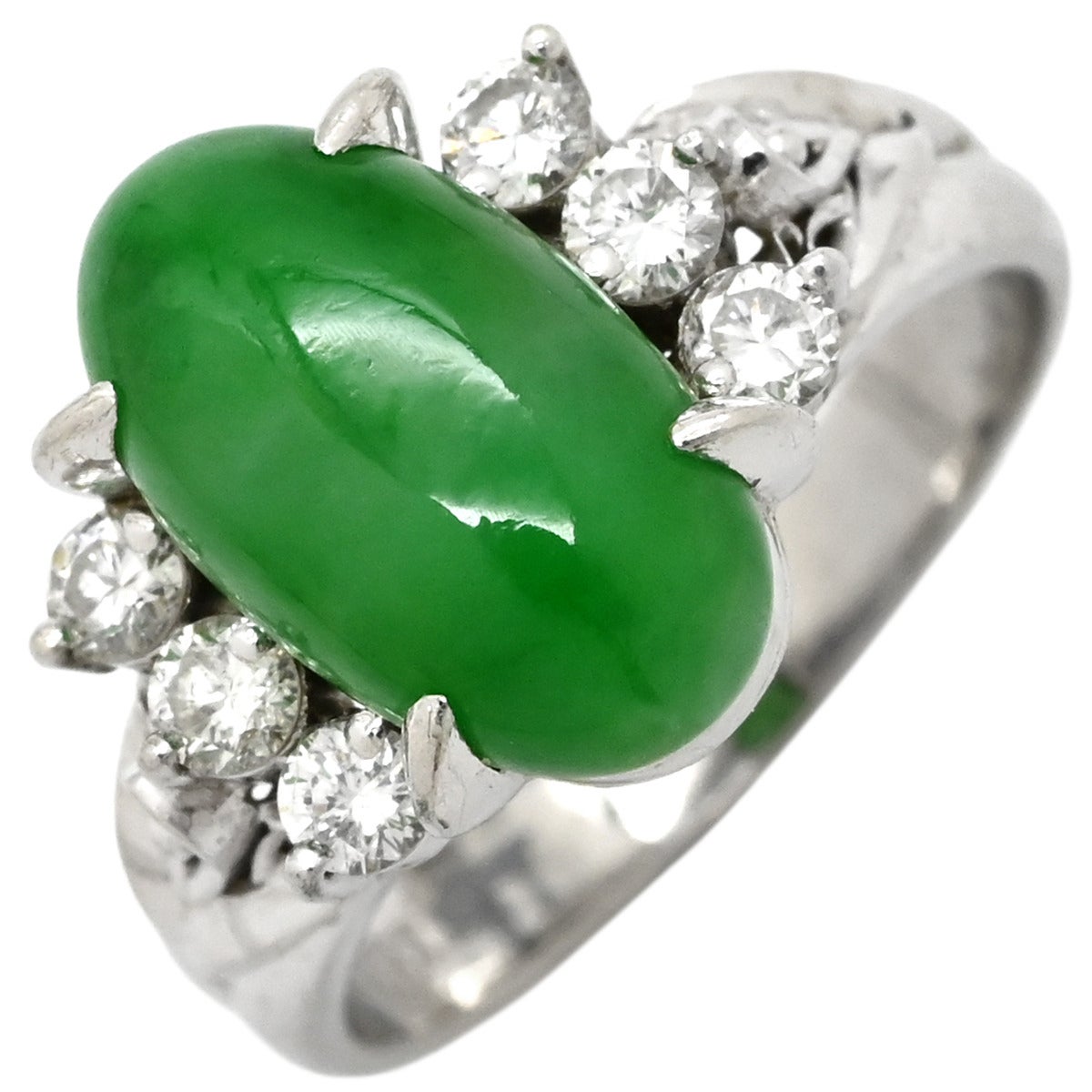 リング 指輪 ヒスイ 0.31ct ダイヤモンド プラチナシルバー 緑