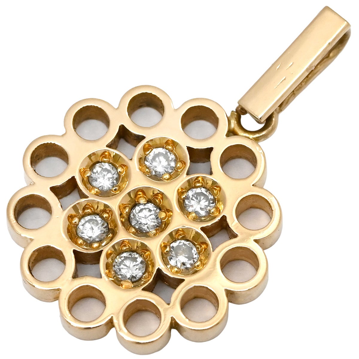 pt750ダイヤモンドネックレス(ペンダントヘッドk18.ダイヤ0.14ct.) ペンダントトップ ダイヤ 0.14ct イエローゴールド K18YG Au750 18K 7P