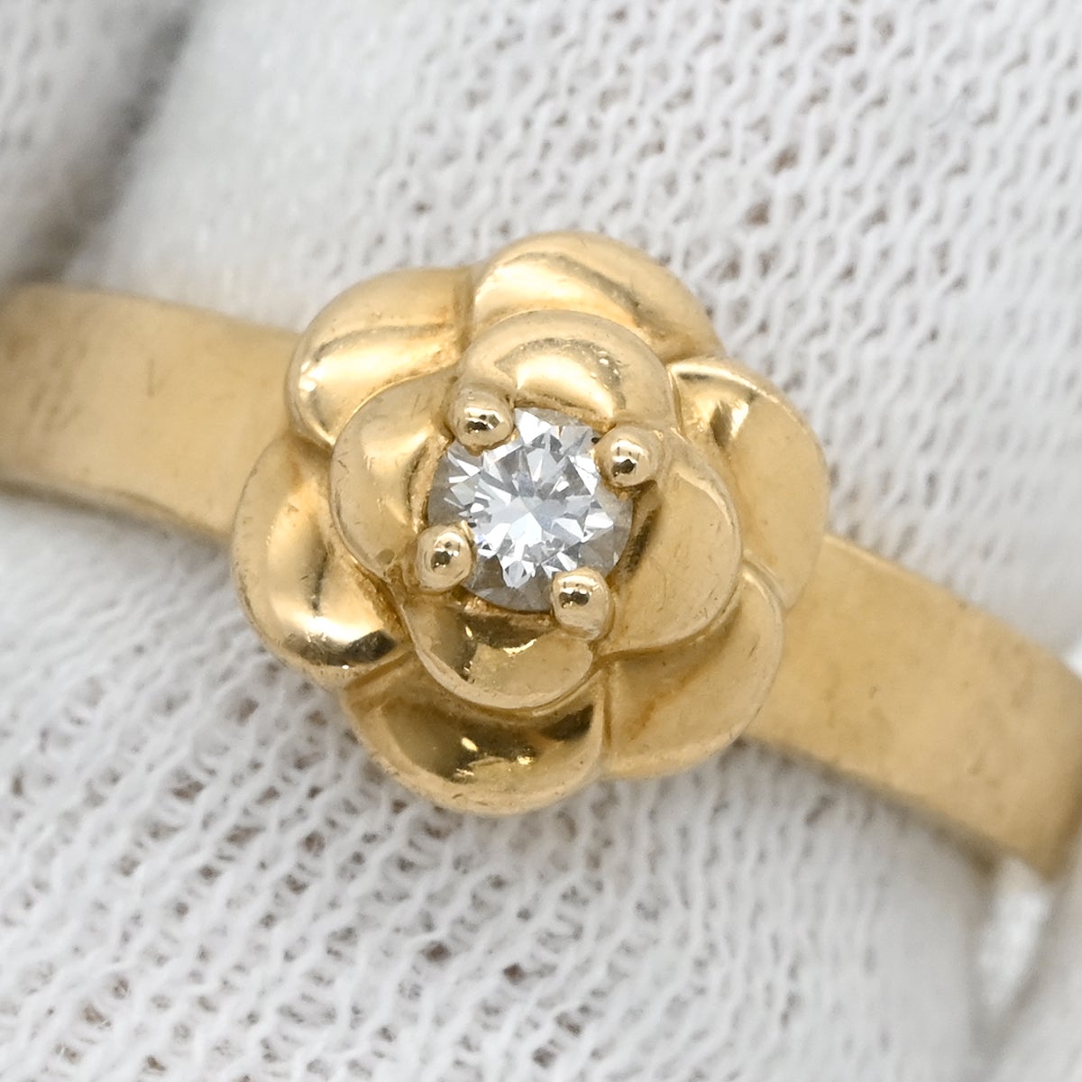 シャネル CHANEL リング 指輪 カメリア ダイヤ イエローゴールド 18K