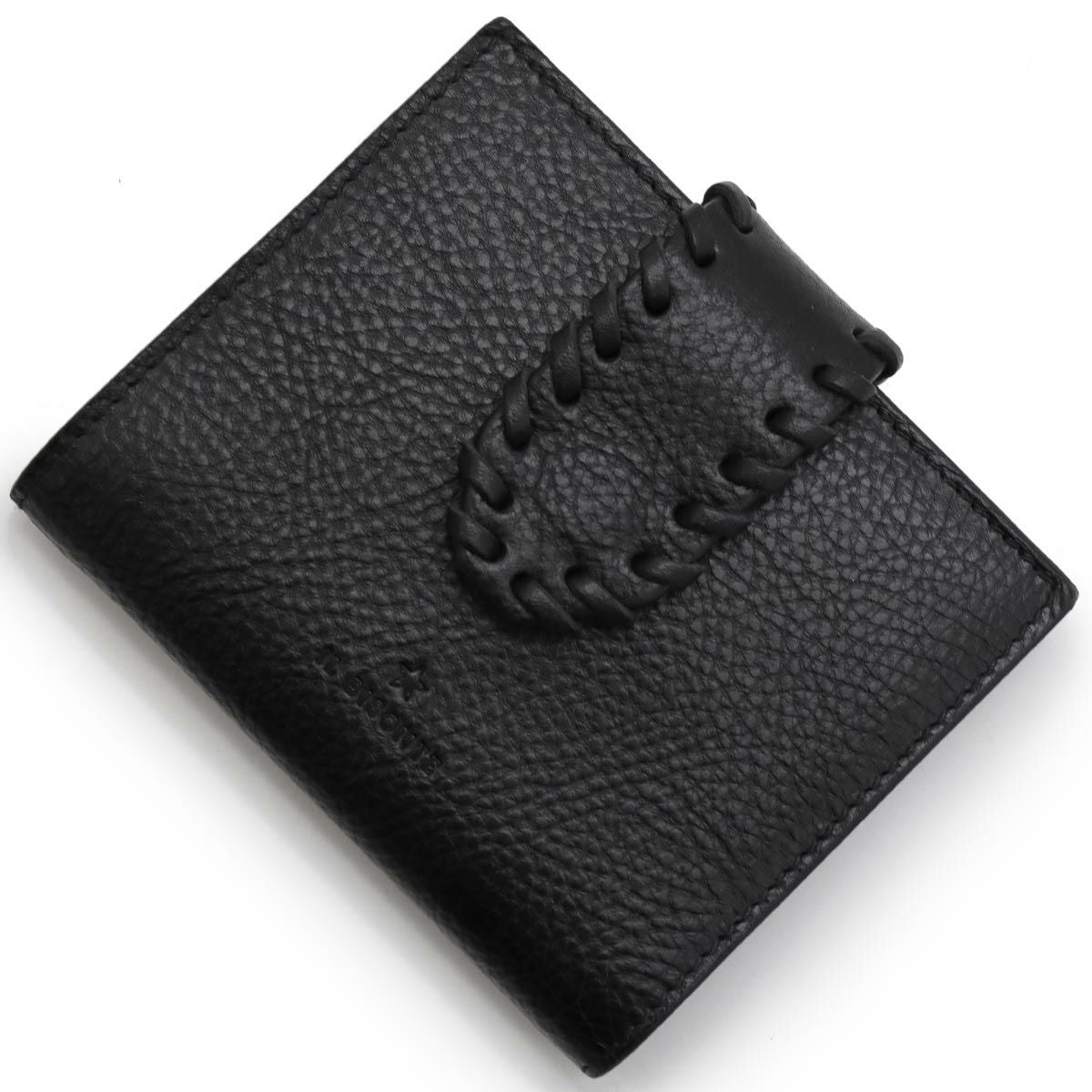 IL BISONTE 2つ折り財布 黒ブラック イルビゾンテ 二つ折り がま口 財布 ブラック Wホック 長財布 黒 (IL