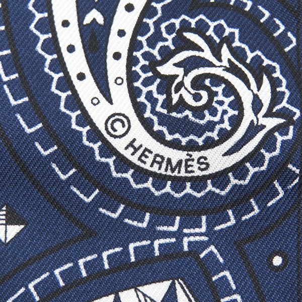 エルメス HERMES スカーフ ツイリー シルク ブルージーン×マリン