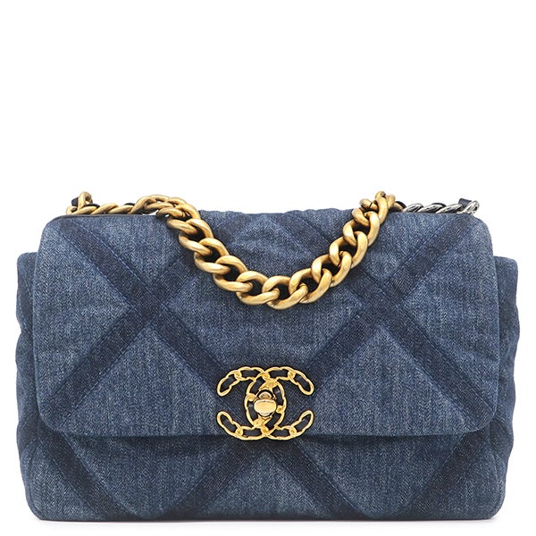 シャネル CHANEL ショルダーバッグ CHANEL 19 デニム ブルー ゴールド