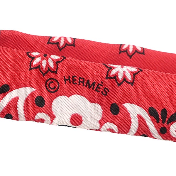 エルメス HERMES ネクタイ ヌーパピヨン シルク ルージュ×ブラック