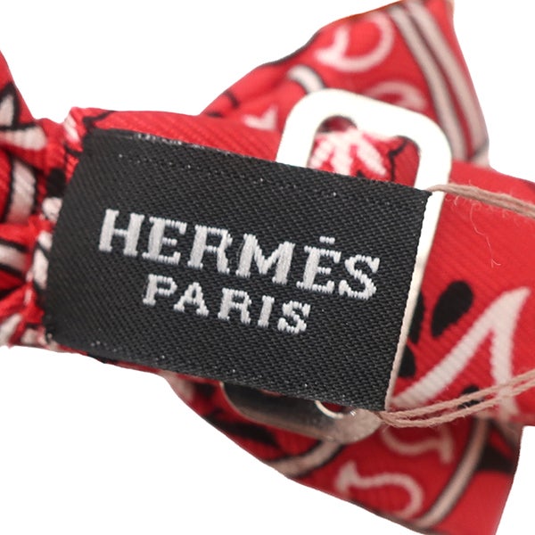 エルメス HERMES ネクタイ ヌーパピヨン シルク ルージュ×ブラック