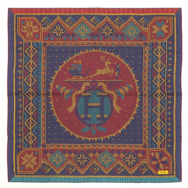 エルメス HERMES スカーフ カレ90 シルク ネイビー×マルチカラー 【AU