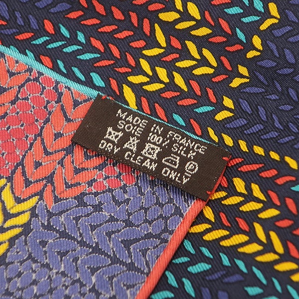 エルメス HERMES スカーフ カレ90 シルク ネイビー×マルチカラー 【AU