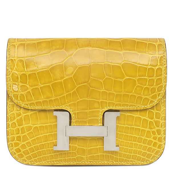 HERMES イエロー 二つ折り財布 エルメス HERMES 二つ折り財布 コンスタンス スリム ウォレット