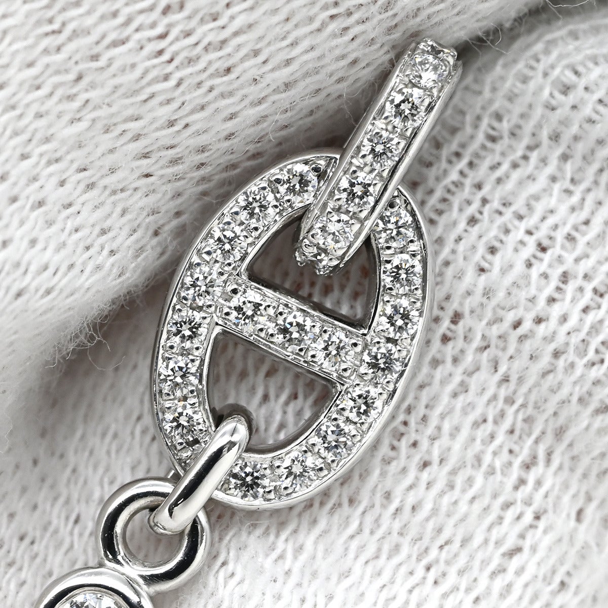 エルメス HERMES ピアス シェーヌダンクル ドロップ ダイヤピアス
