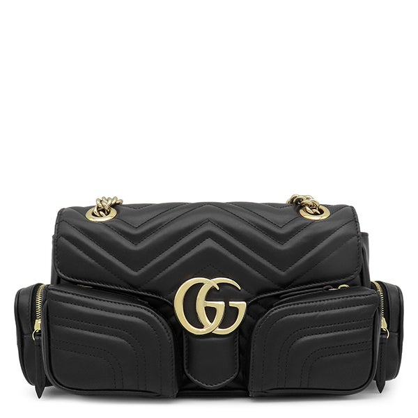 グッチ GUCCI ショルダーバッグ GGマーモント レザー ブラック