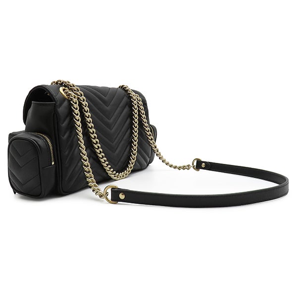 グッチ GUCCI ショルダーバッグ GGマーモント レザー ブラック