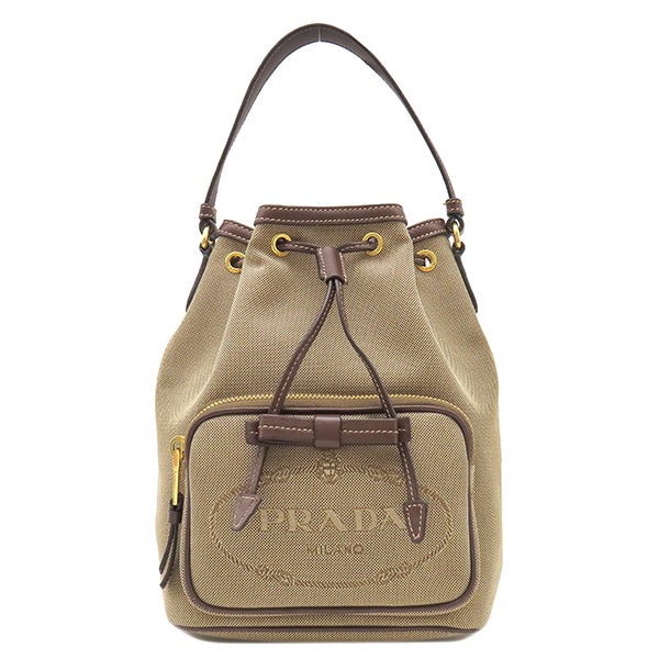 プラダ PRADA 2WAYバッグ ロゴ ジャガード バケットバッグ キャンバス
