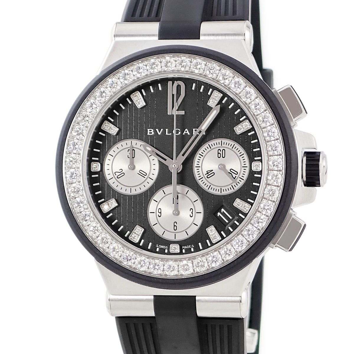 ブルガリ BVLGARI ディアゴノ クロノグラフ DG40SVCH 純正ダイヤ