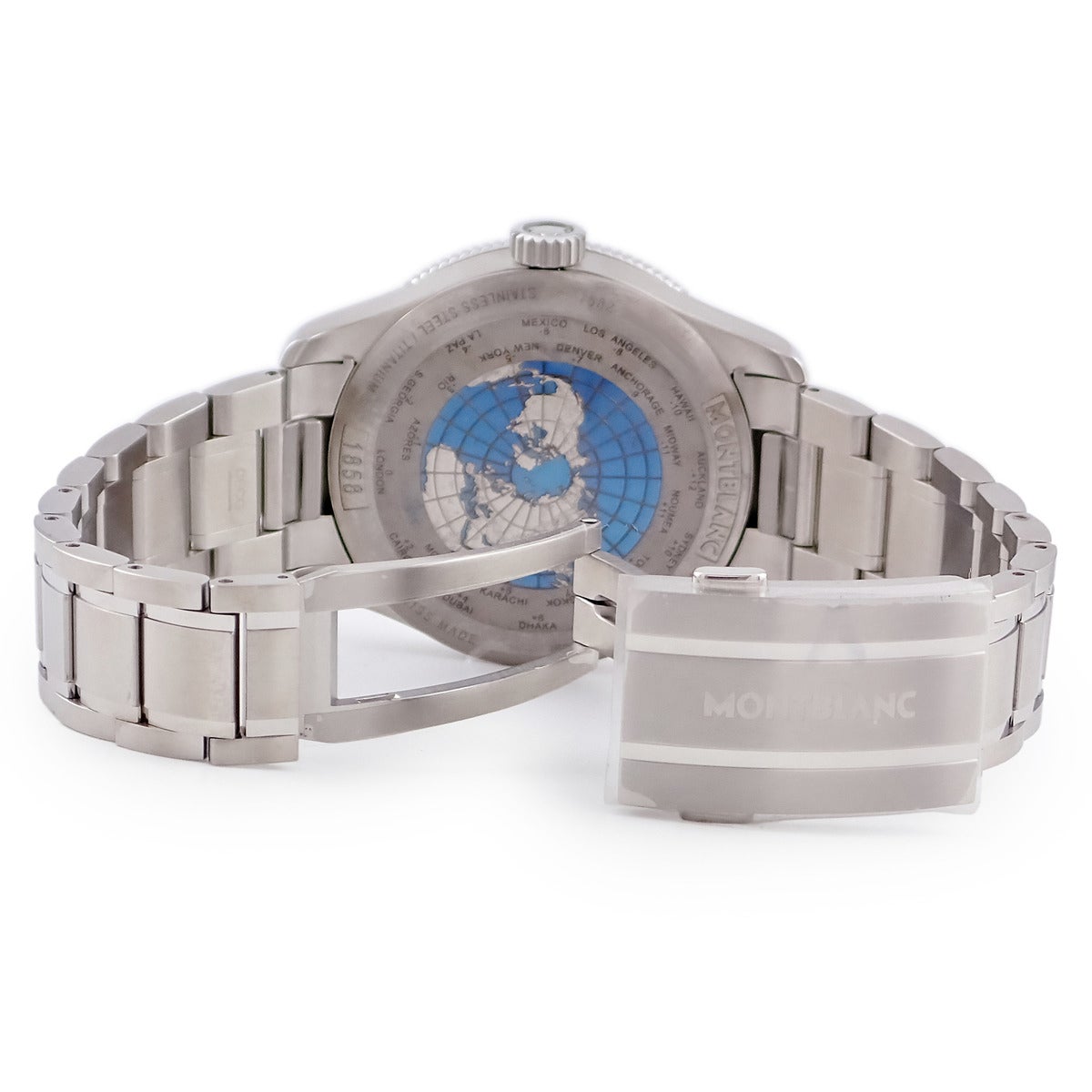 モンブラン Montblanc 1858 GMT MB129616 未使用 ブルー 青 サンレイ