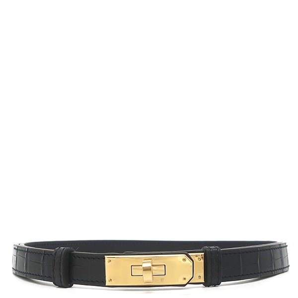 エルメス HERMES ベルト ケリー 18 アリゲーターマット ブラック