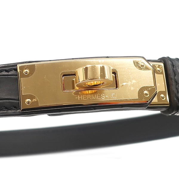 エルメス HERMES ベルト ケリー 18 アリゲーターマット ブラック