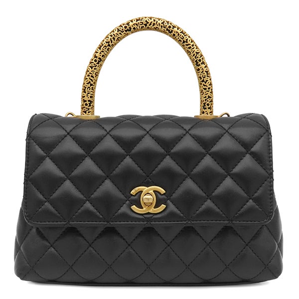 シャネル CHANEL 2WAYバッグ ココハンドル 24 ラムスキン ブラック