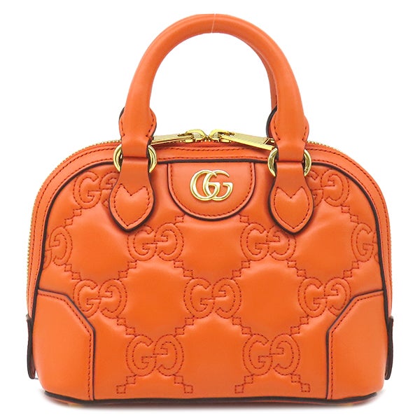GUCCI グッチ トートバッグ　ハンドバッグ　GG　オレンジ グッチ GUCCI 2WAYバッグ GGマトラッセ レザー オレンジ ゴールド金具