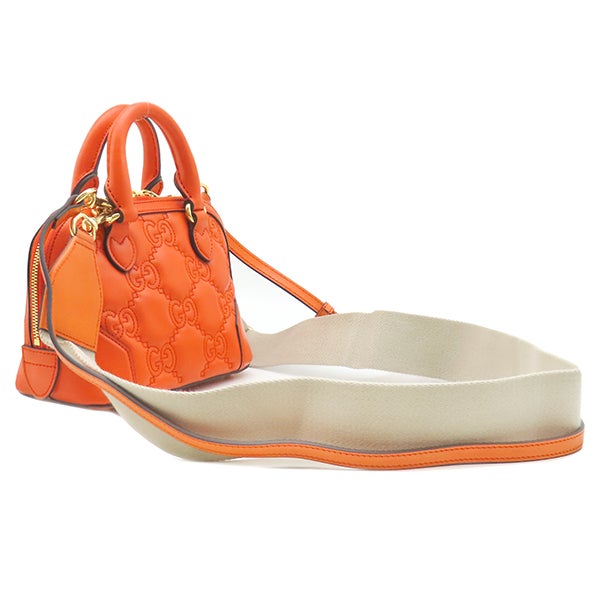 グッチ GUCCI 2WAYバッグ GGマトラッセ レザー オレンジ ゴールド金具